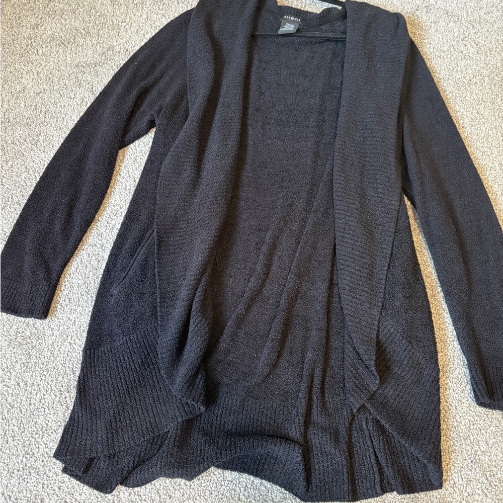 Women's Black Open Front Sweater